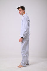 بيجاما كستور مقلم - رصاصي