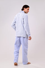 بيجاما كستور لبني مقلم