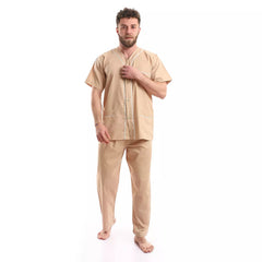 بيجاما رجالي ساده سلاحي - بيج - 2305