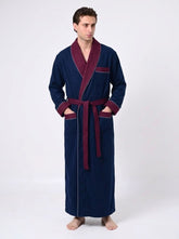Men's Robe - Navy x Burgundy