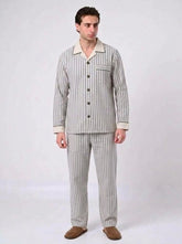 Men's Flannel Full Striped Pajama - Yellow