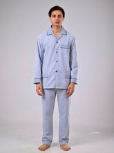 Men's Flannel Full Striped Pajama - Charcoal