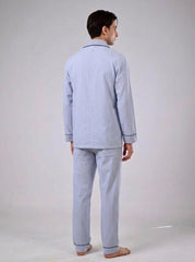 Men's Flannel Full Striped Pajama - Charcoal