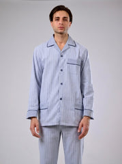 Men's Flannel Full Striped Pajama - Charcoal