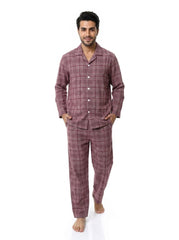Men's Flannel Plaid Pajama 2739 - Burgundy 26