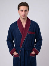 Men's Robe - Navy x Burgundy