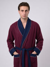 Men's Robe - Burgundy x Navy