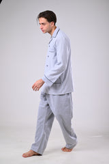 بيجاما كستور رمادي مقلم