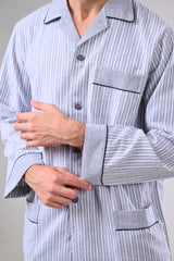 بيجاما كستور رمادي مقلم