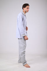 بيجاما كستور زيتي مقلم