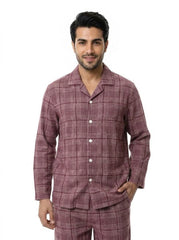 Men's Flannel Plaid Pajama 2739 - Burgundy 26